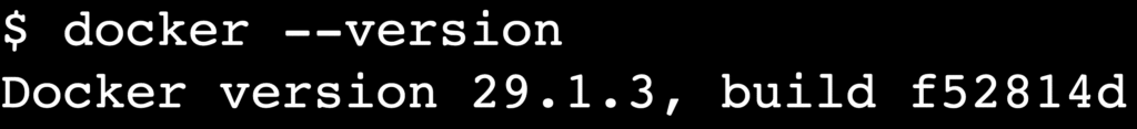Sa&iacute;da do terminal confirmando a vers&atilde;o do Docker instalada.