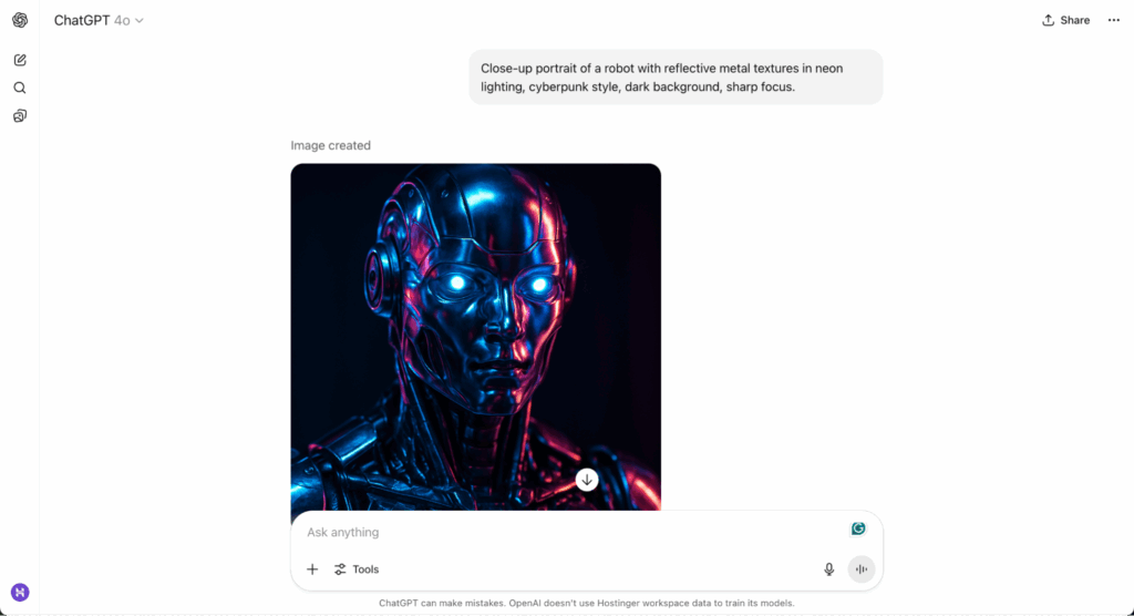 ChatGPT usando o DALL-E na mesma interface de chat