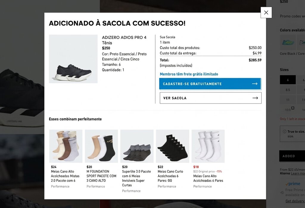Como vender sapatos online: recomendações de venda cruzada de calçados da Adidas