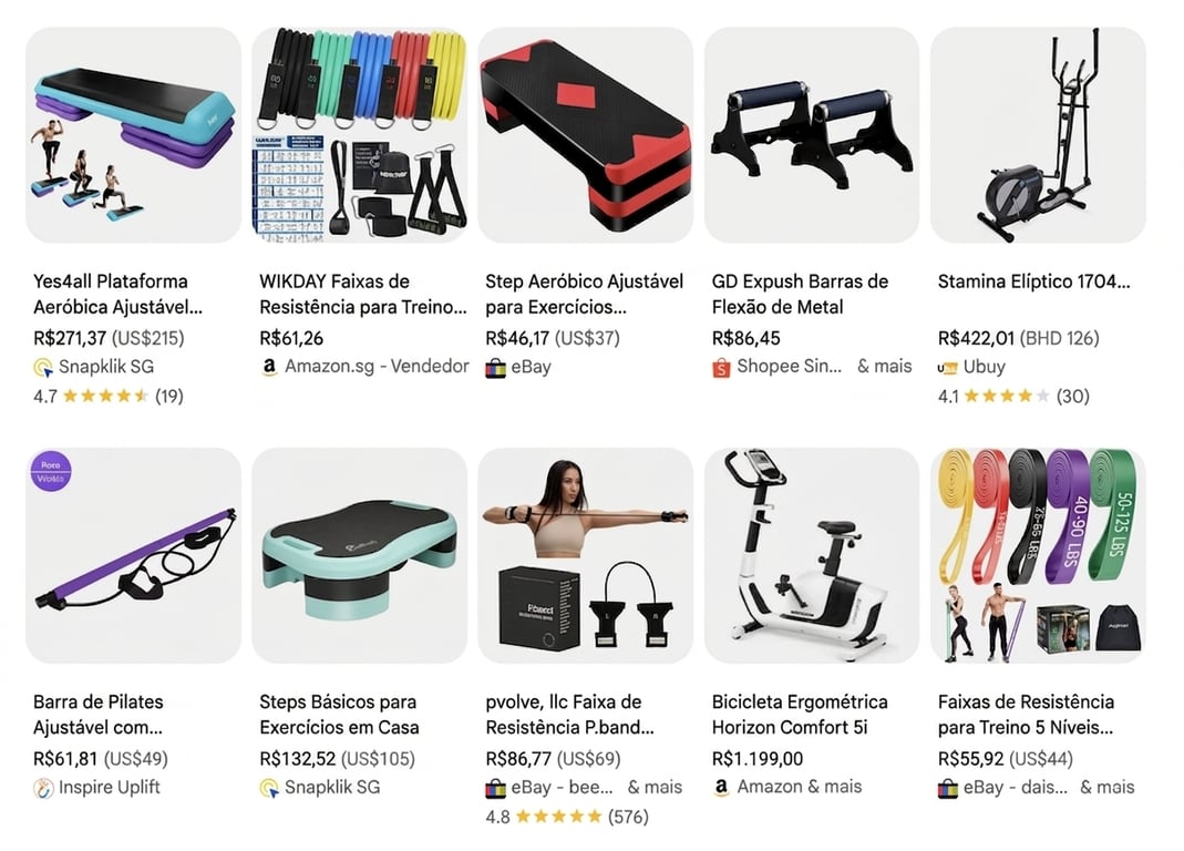 Equipamentos de ginástica para casa