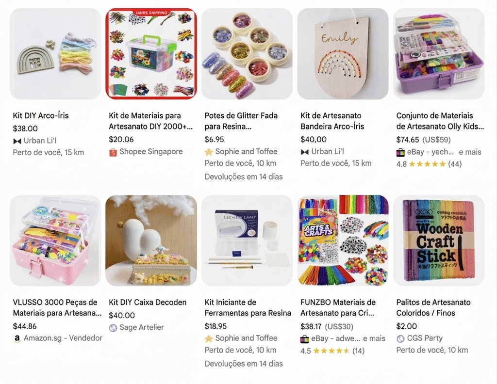 Produtos de fa&ccedil;a voc&ecirc; mesmo e artesanato no Google Shopping