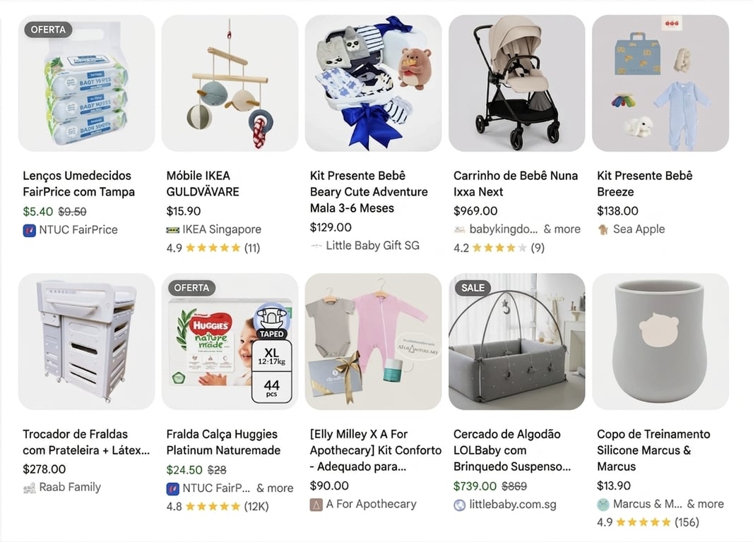 Produtos para bebês no Google Shopping