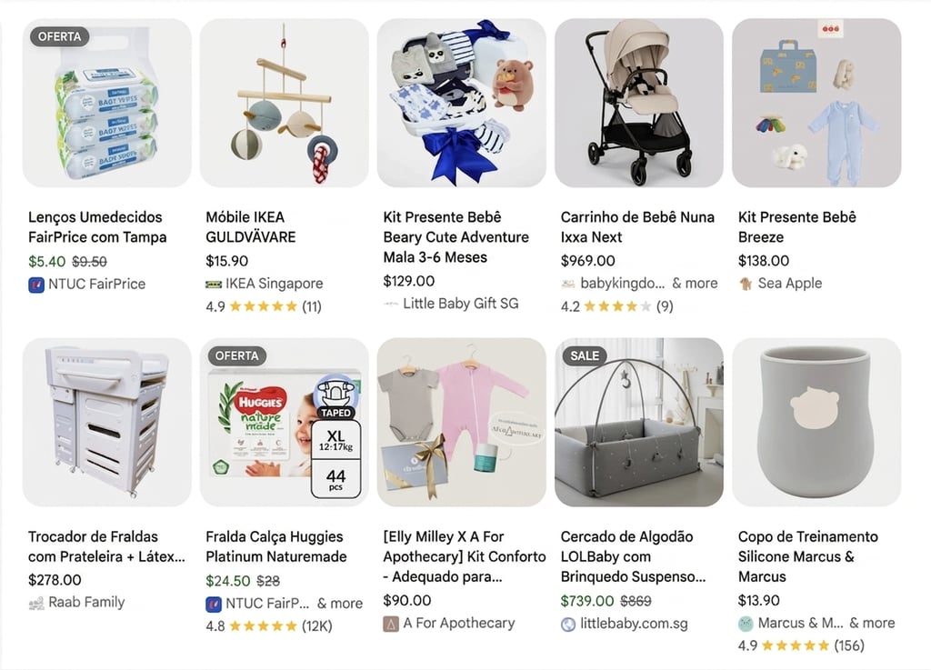 Produtos para beb&ecirc;s no Google Shopping