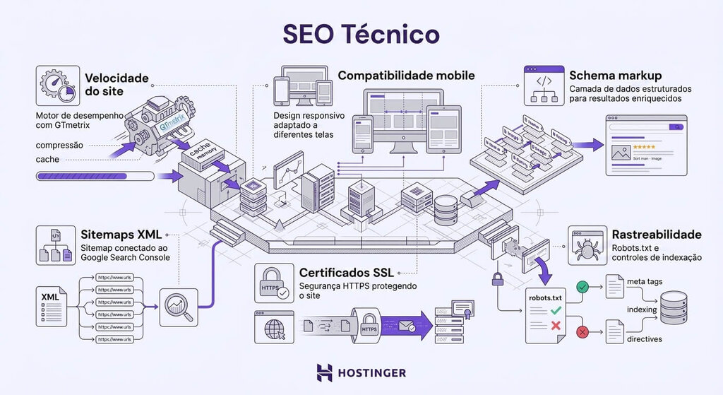 Um infográfico que explica o SEO técnico