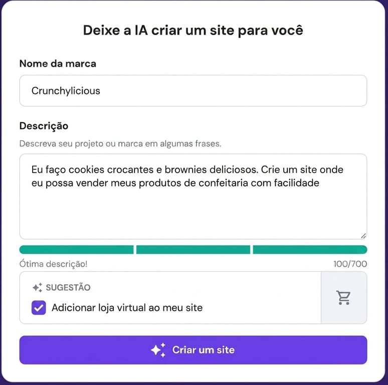 Criador de sites com IA