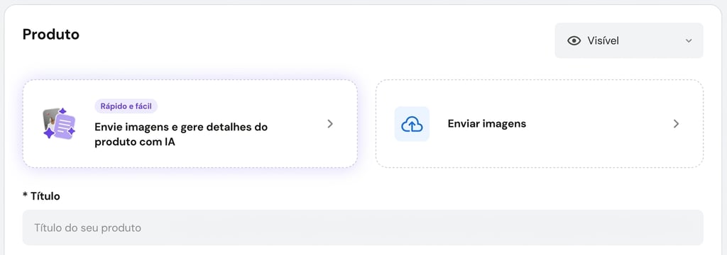 Painel de produtos no Criador de Sites da Hostinger