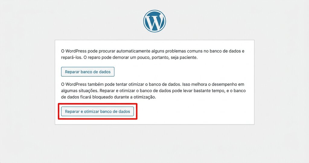 Janela da ferramenta de otimização de banco de dados do WordPress