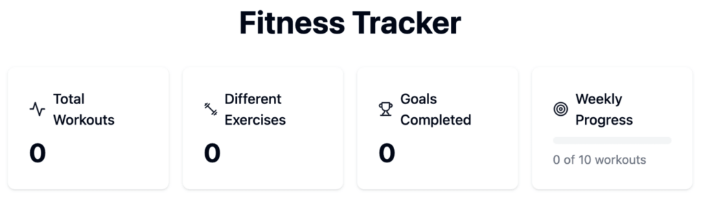 Painel de visão geral do aplicativo web de fitness no Hostinger Horizons