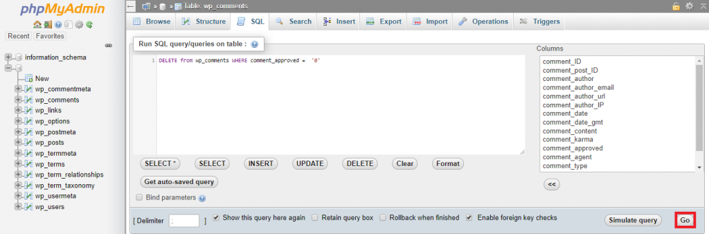 Esta imagem mostra como executar a consulta SQL.