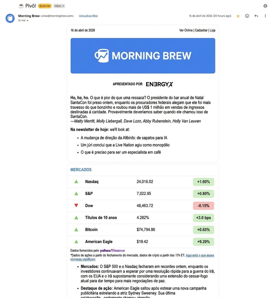 Newsletter de resumo da Morning Brew