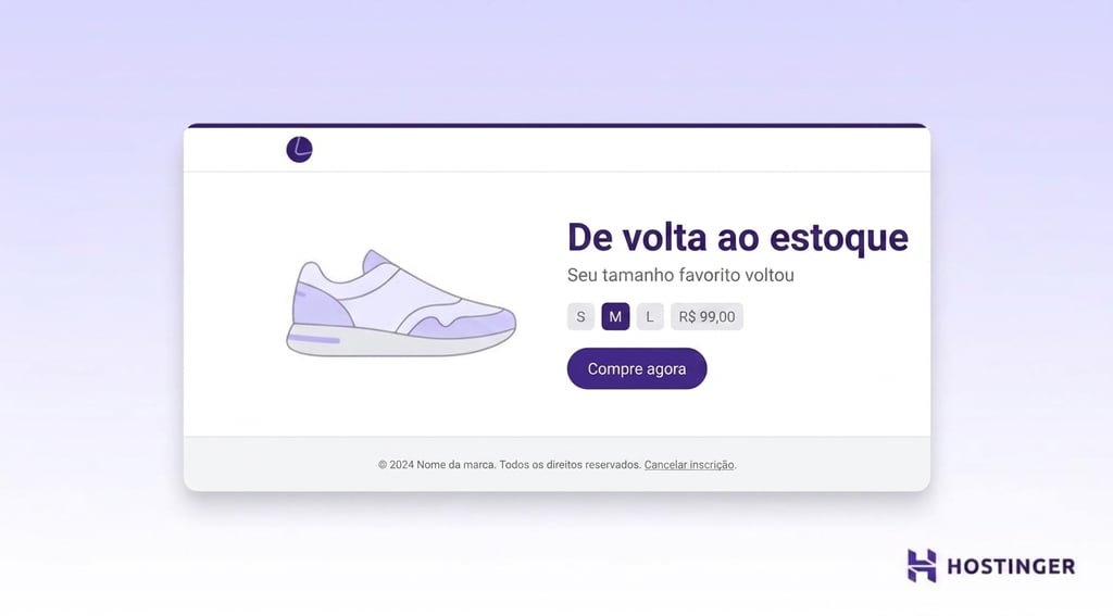Newsletter de produto de volta ao estoque