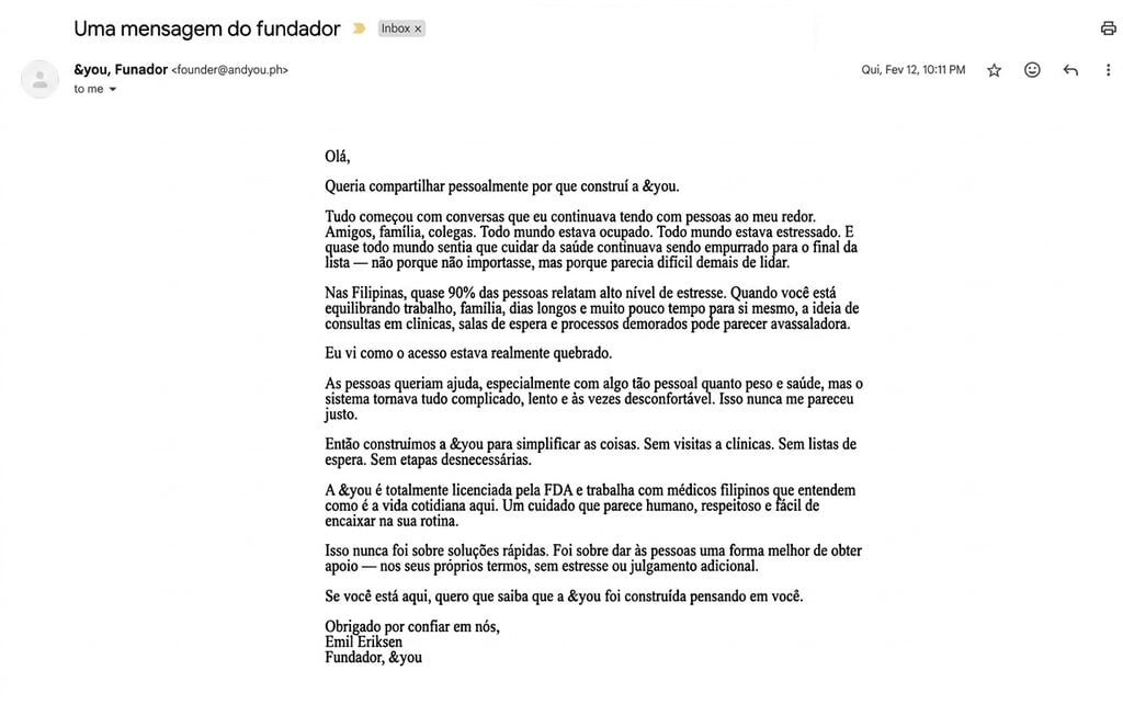 newsletter do fundador da empresa &you