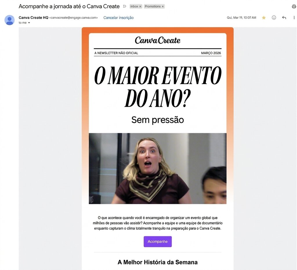 Convite para o evento Canva Create