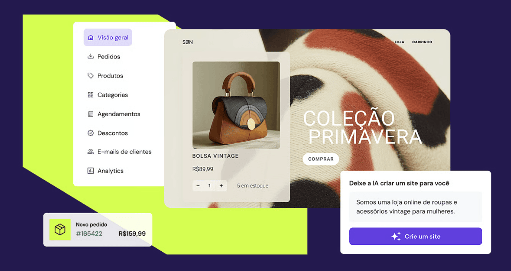 Mockup do criador de lojas virtuais do Hostinger Website Builder