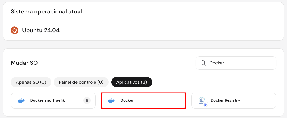 Template do Docker no hPanel para VPS