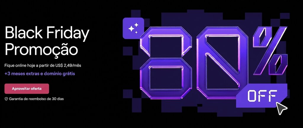 Página inicial da Hostinger exibindo a promoção de Black Friday.