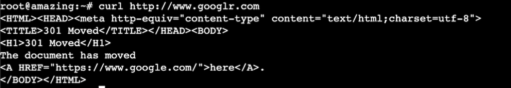 O cURL retorna o status de redirecionamento 301