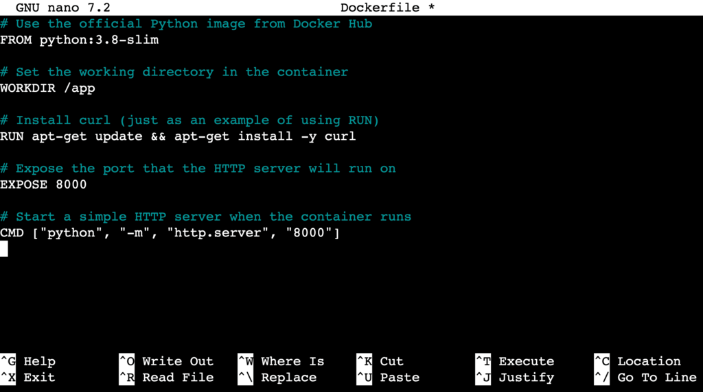 Exemplo de conteúdo de um Dockerfile