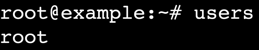 Terminal exibindo a saída do comando users com os nomes de usuários conectados