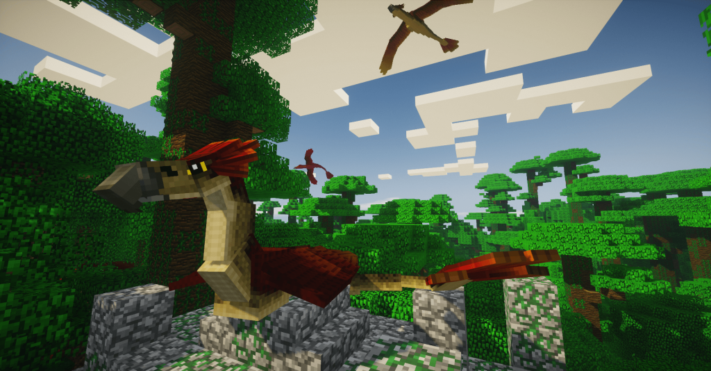 Mod Ice and Fire: Dragons mostrando drag&otilde;es no mundo do Minecraft