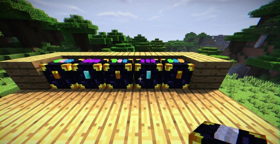 Captura de tela do Minecraft mostrando os ba&uacute;s de armazenamento dispon&iacute;veis no mod Ender Storage
