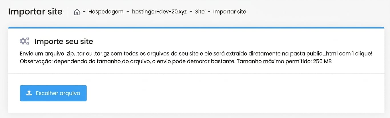 Ferramenta de importação de site