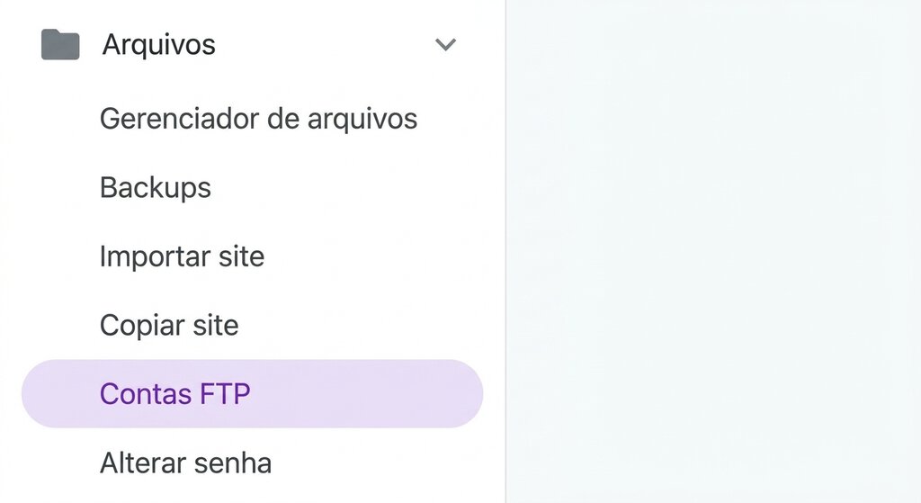 Como colocar um site no ar: Uma captura de tela do hPanel mostrando onde encontrar as Contas FTP.