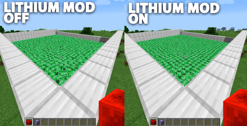 Mod Lithium para Minecraft, que otimiza a l&oacute;gica do jogo