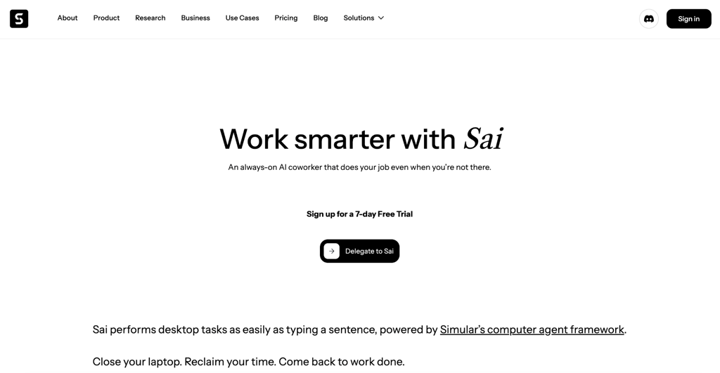 Sai by Simular, agente de IA gerenciado