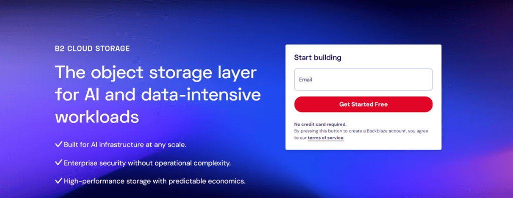 Pagina oficial do Backblaze Business Backup