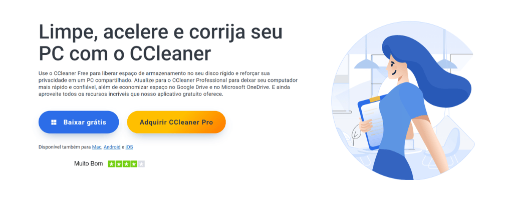 P&aacute;gina inicial oficial do CCleaner