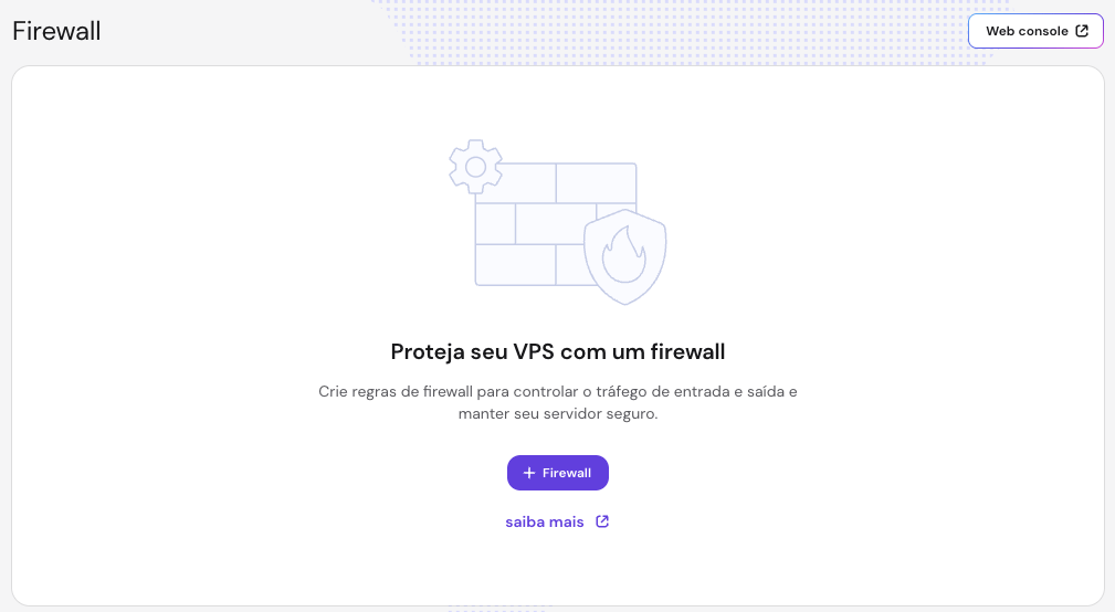 O menu Firewall no Hostinger Dashboard