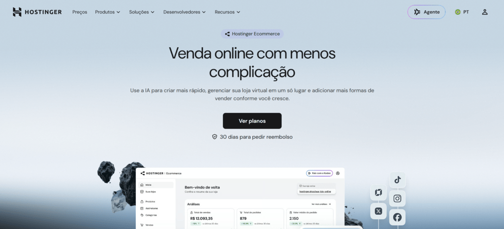 Página do Hostinger Ecommerce