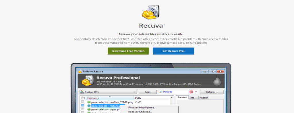 Site oficial do Recuva