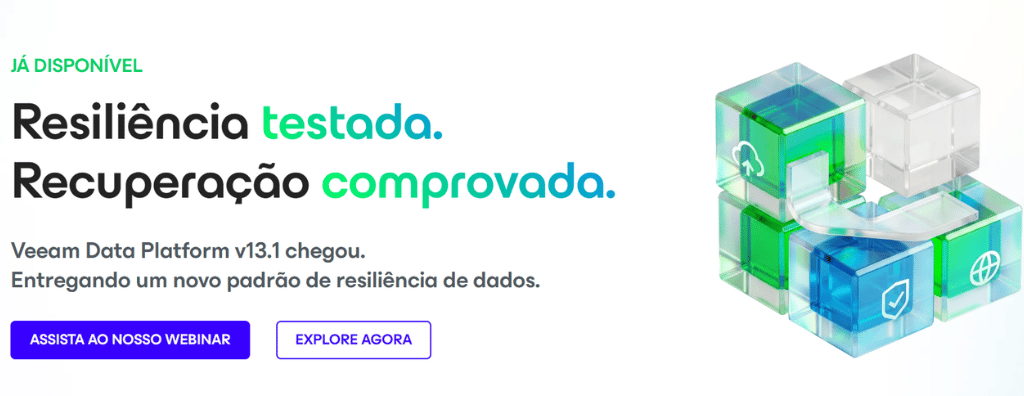P&aacute;gina inicial oficial do Veeam Backup & Replication