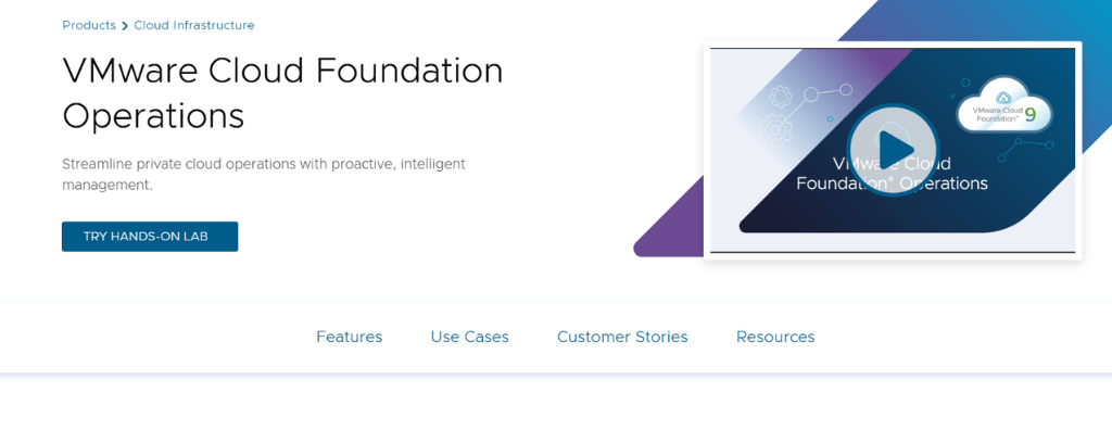 P&aacute;gina inicial oficial do VMware Cloud Foundation Operations