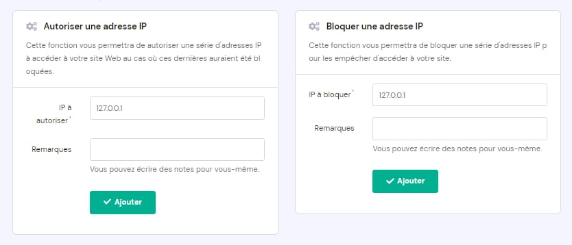 Hostinger : options pour autoriser ou bloquer une adresse IP sp&eacute;cifique dans le panneau de contr&ocirc;le