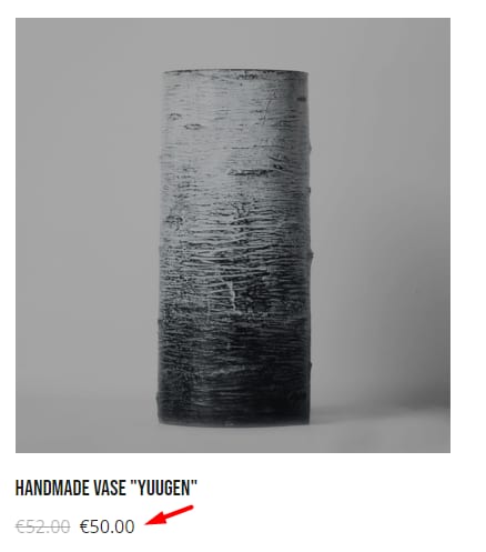 Vase artisanal « Yuuugen » avec prix soldé à 50,00 € après 52,00 €
