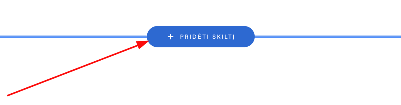 Svetainių kūrimo įrankio mygtukas „Pridėti skiltį“