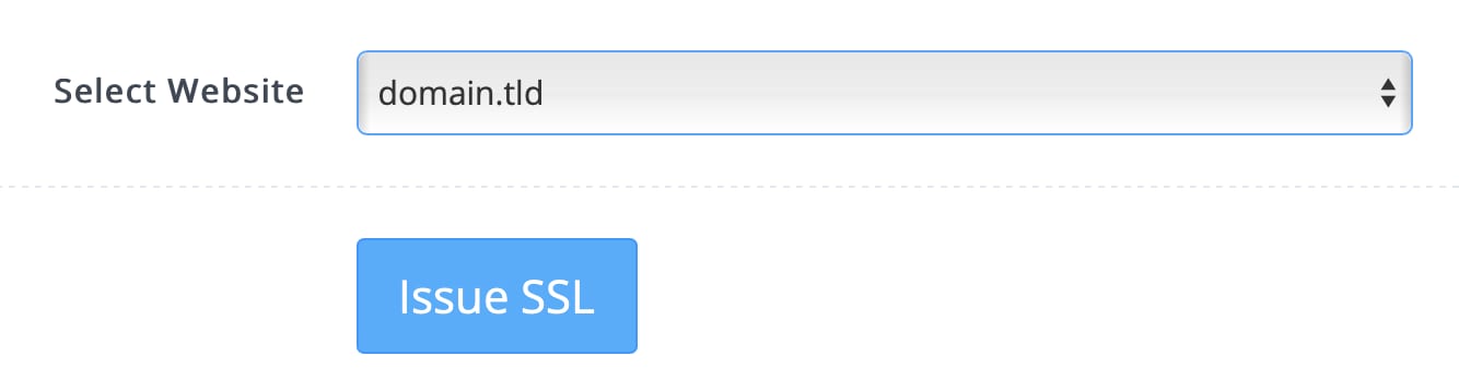 CyberPanel: bot&atilde;o Issue SSL para emitir SSL do dom&iacute;nio selecionado