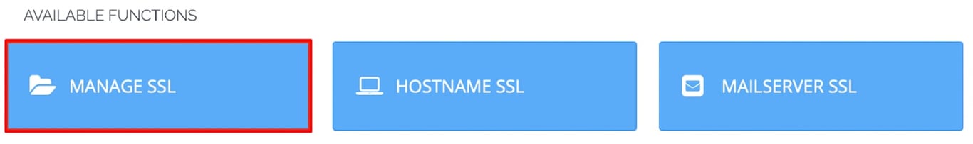 CyberPanel: bot&atilde;o Gerenciar SSL destacado em azul