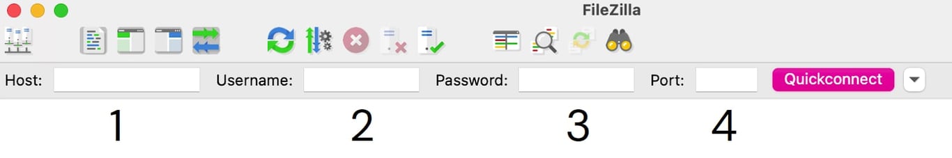 FileZilla: campo Porta destacado antes de Quickconnect
