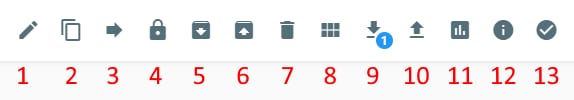 Barra de acciones del Administrador de Archivos de Hostinger con el icono de descarga resaltado en azul