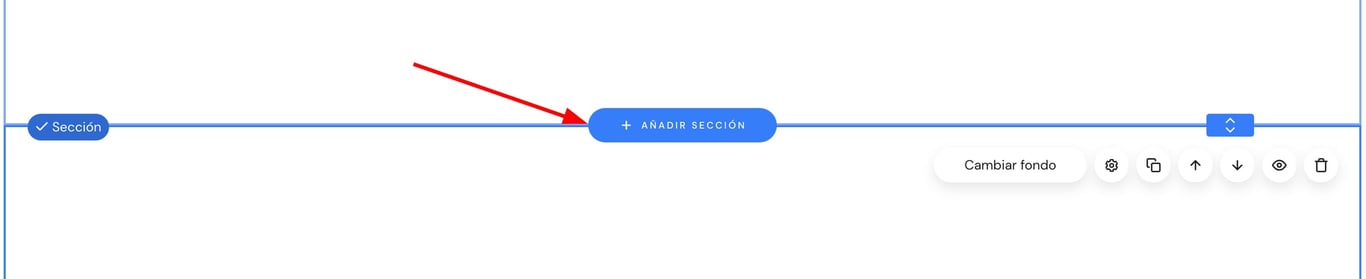 Creador de sitios web de Hostinger: botón “Añadir sección” resaltado