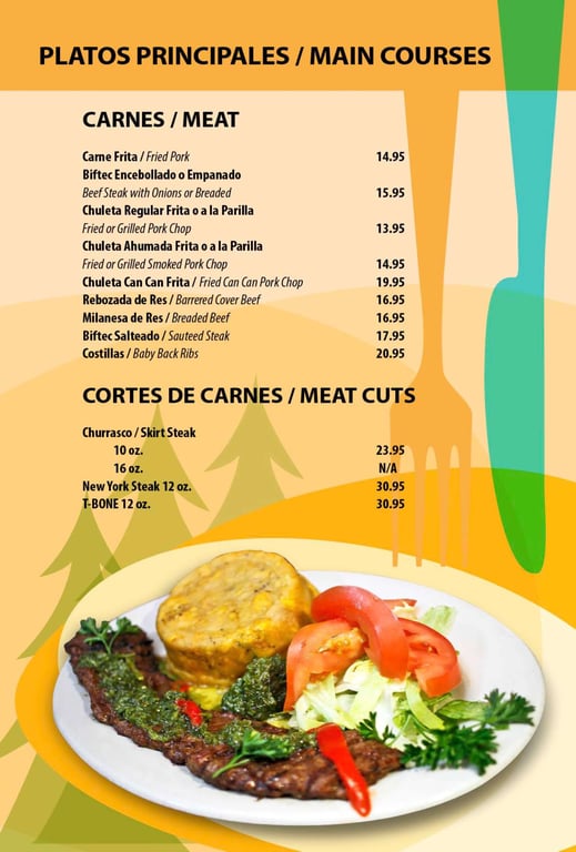 Meat / Meat Cut Menu Los Pinos Cafe Calle Loiza