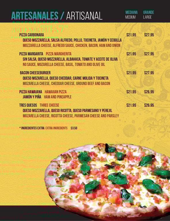Pizza Artesanal Menu Pizza City Isla Verde