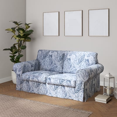 Ektorp klädsel 2-sits soffa, Vit med blå, 704-34, 179 X 88 X 88 CM - Dekoria