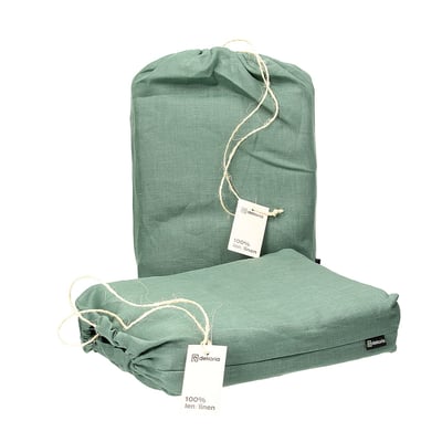 Súprava posteľných ľanových obliečok Linen 150x200cm green, 150 x 20 0 cm /  1 poszewka 60 x 50 cm - Dekoria