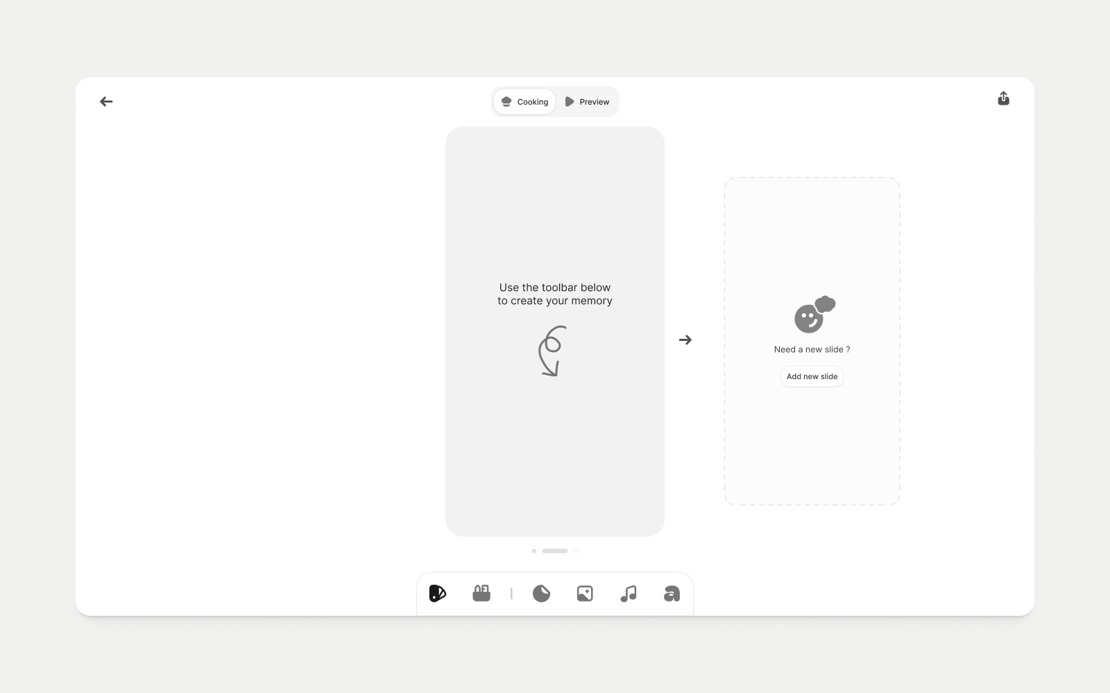 Sparknest web editor for creating and adding slides to a memory