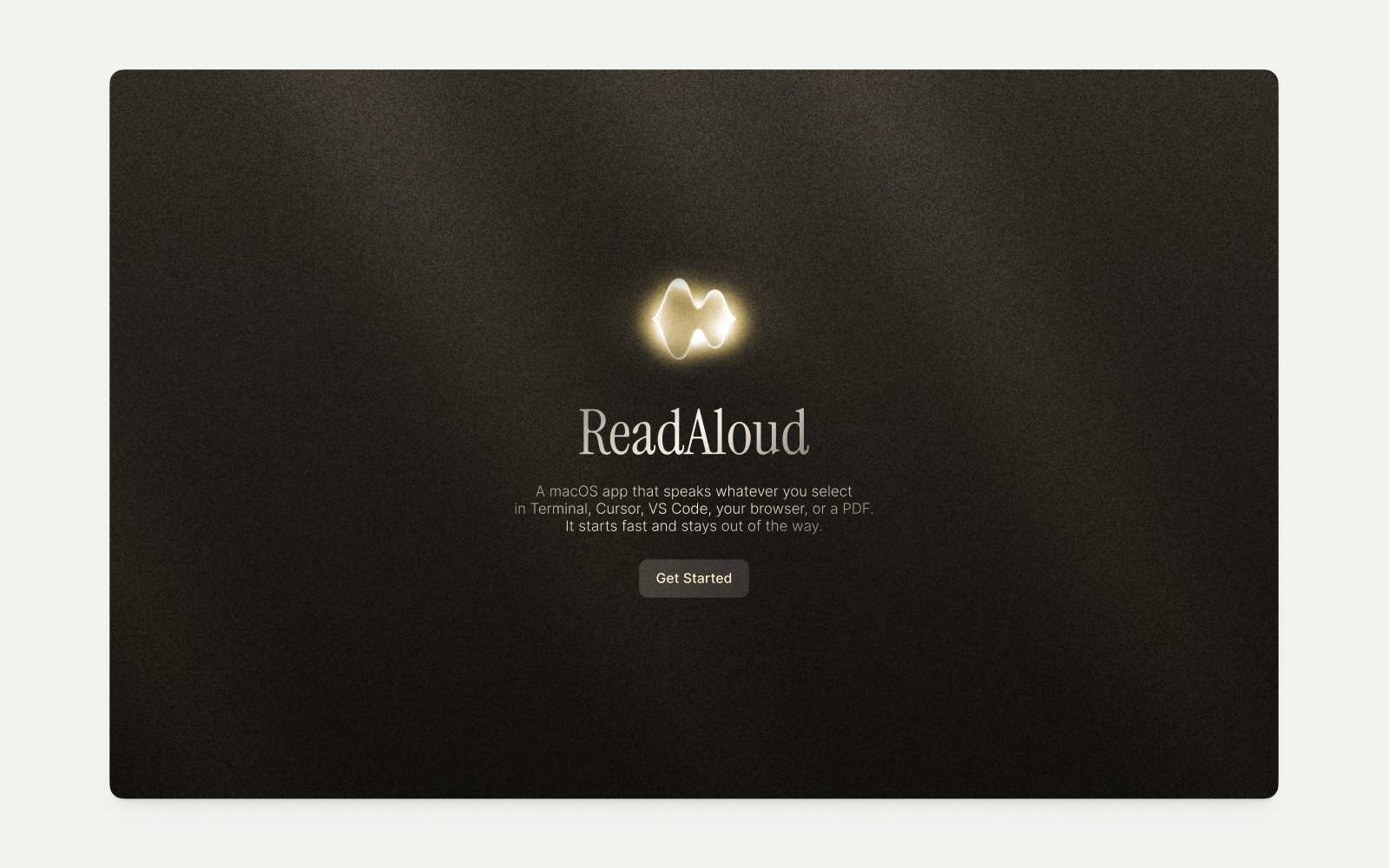 ReadAloud welcome screen